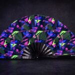 Festival-Fächer Neon-Geometrie Schwarz für Techno & Rave – Ansicht 5