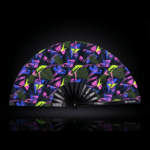 Festival-Fächer Neon-Geometrie Schwarz für Techno & Rave – Ansicht 1