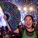 Festival-Fächer Neon-Katzen Schwarz für Rave & Festival – Ansicht 4