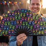 Festival-Fächer Neon-Katzen Schwarz für Rave & Festival – Ansicht 3