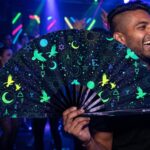 Festival-Fächer Okkult-Symbole Neon Schwarz für Psytrance & Rave – Ansicht 2