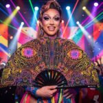 Festival-Fächer Neon-Ornament Schwarz für Psytrance & Goa – Ansicht 5