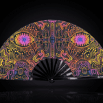 Festival-Fächer Neon-Ornament Schwarz für Psytrance & Goa – Ansicht 1