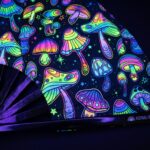 Festival-Fächer Neon-Pilze Bunt auf Schwarz für Psytrance & Goa – Ansicht 5