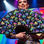 Festival-Fächer Neon-Pilze Bunt auf Schwarz für Psytrance & Goa – Ansicht 5