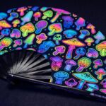 Festival-Fächer Neon-Pilze Airbrush Schwarz für Goa & Psytrance – Ansicht 5