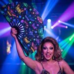 Festival-Fächer Neon-Schmetterlinge Schwarz für Rave & Blacklight – Ansicht 5