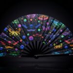 Festival-Fächer Neon-Schmetterlinge Schwarz für Rave & Blacklight – Ansicht 1