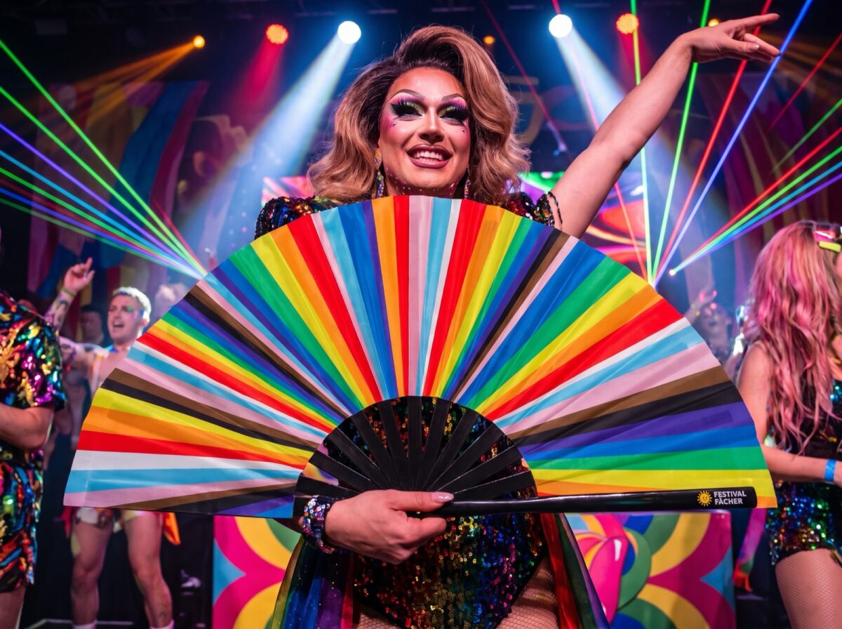 Festival-Fächer Pride Regenbogen-Streifen, CSD & Pride Accessoire – Ansicht 5