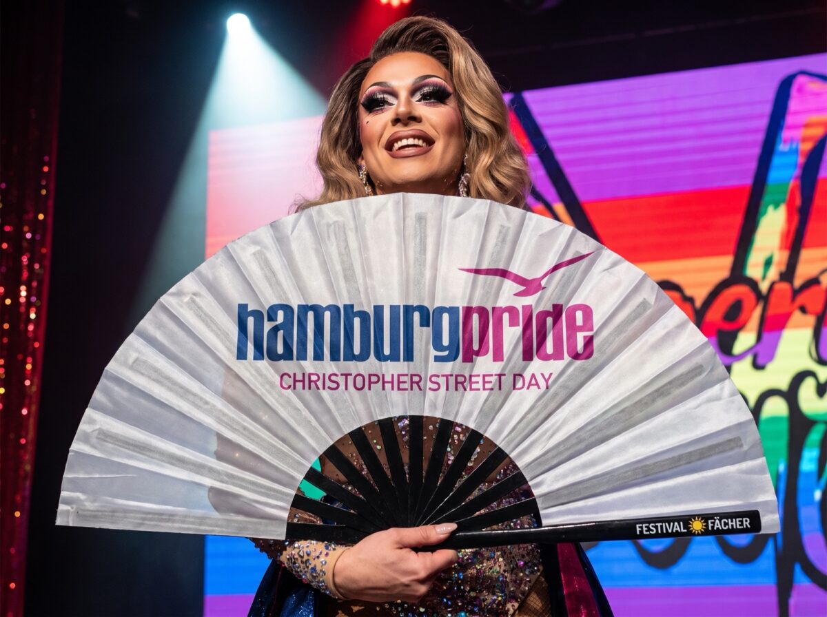Festival-Fächer Hamburg Pride CSD in Weiß, Logo-Edition – Ansicht 5