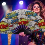 Festival-Fächer „ZAP BOOM POW“ Gelb Comic, Rave & Party – Ansicht 5