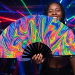 Festival-Fächer Psychedelic Fire Bunt für Techno & Rave – Ansicht 2