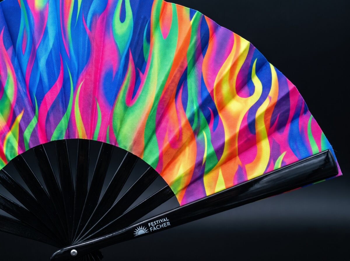 Festival-Fächer Psychedelic Fire Bunt für Techno & Rave – Ansicht 5