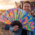 Festival-Fächer Psychedelic Fire Bunt für Techno & Rave – Ansicht 3