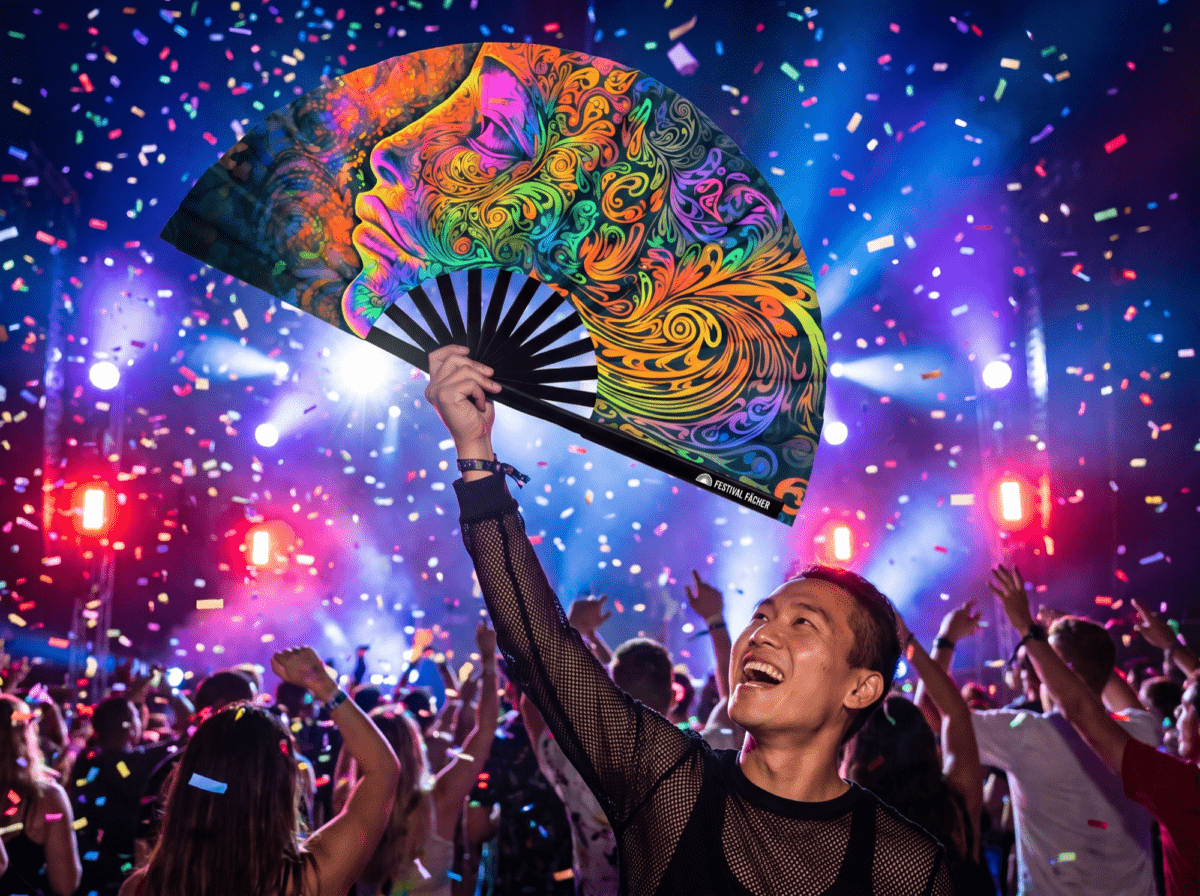 Festival-Fächer Psychedelic Wirbel Bunt für Psytrance & Goa – Ansicht 4