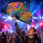 Festival-Fächer Psychedelic Wirbel Bunt für Psytrance & Goa – Ansicht 4