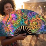 Festival-Fächer Psychedelic Wirbel Bunt für Psytrance & Goa – Ansicht 3
