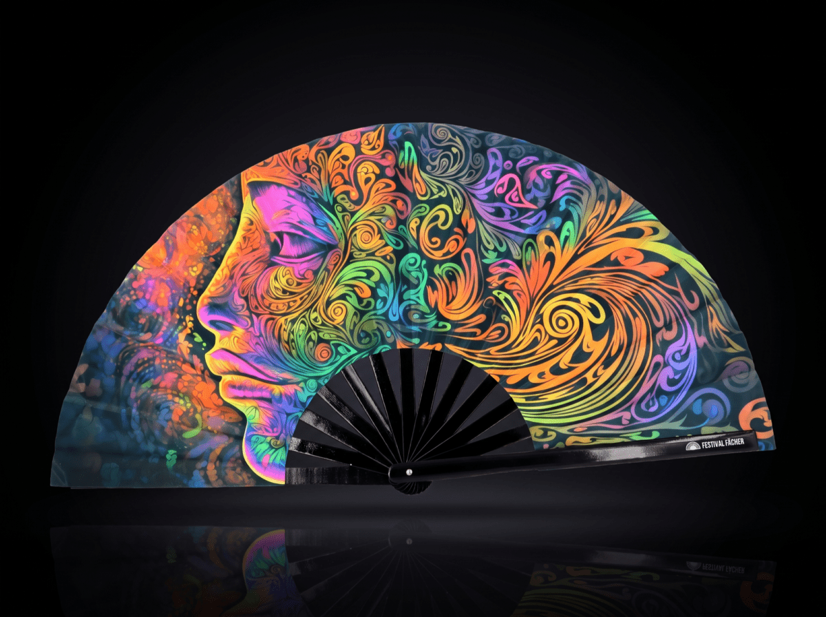 Festival-Fächer Psychedelic Wirbel Bunt für Psytrance & Goa