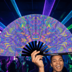 Festival-Fächer Psychedelic Mandala Violett für Psytrance & Rave – Ansicht 2