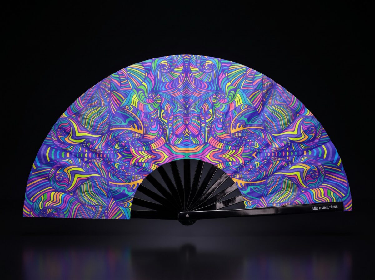 Festival-Fächer Psychedelic Mandala Violett für Psytrance & Rave
