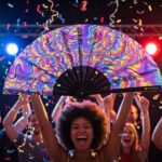 Festival-Fächer Psychedelic Melt Lila für Goa & Psytrance – Ansicht 4