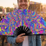 Festival-Fächer Psychedelic Melt Lila für Goa & Psytrance – Ansicht 3