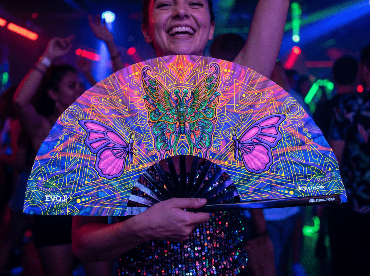 Festival-Fächer Schmetterling-Mandala Lila für Psytrance & Festival – Ansicht 2