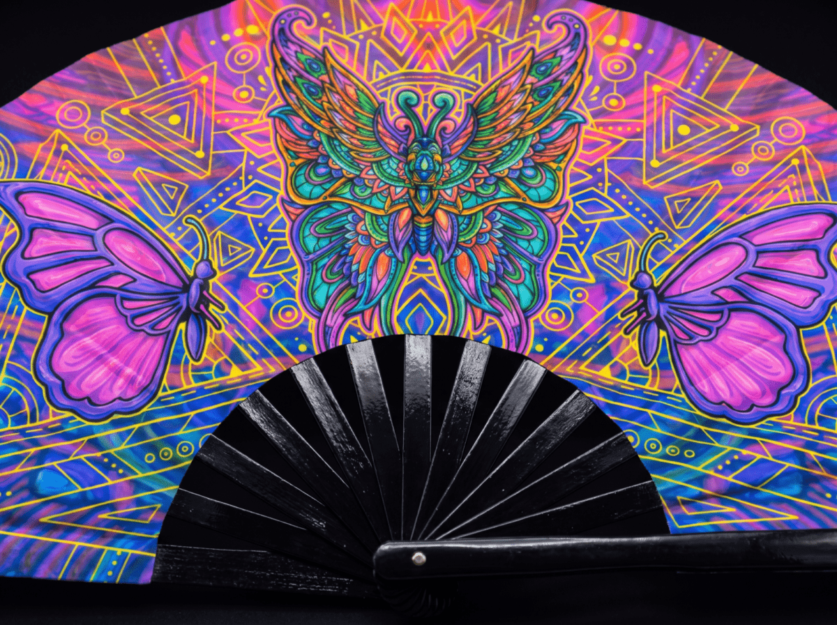 Festival-Fächer Schmetterling-Mandala Lila für Psytrance & Festival – Ansicht 5