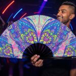 Festival-Fächer Schmetterling-Mandala Türkis für Psytrance & Rave – Ansicht 2