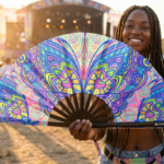 Festival-Fächer Schmetterling-Mandala Türkis für Psytrance & Rave – Ansicht 3