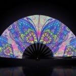 Festival-Fächer Schmetterling-Mandala Türkis für Psytrance & Rave – Ansicht 1