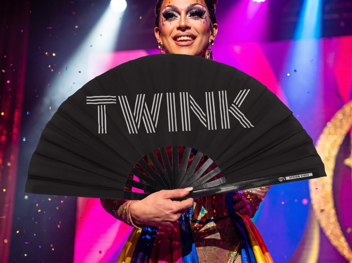 Festival-Fächer „TWINK“ in Schwarz, Rave & Pride Statement – Ansicht 5