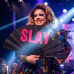 Festival-Fächer „SLAY“ in Schwarz/Pink, CSD & Rave Accessoire – Ansicht 5