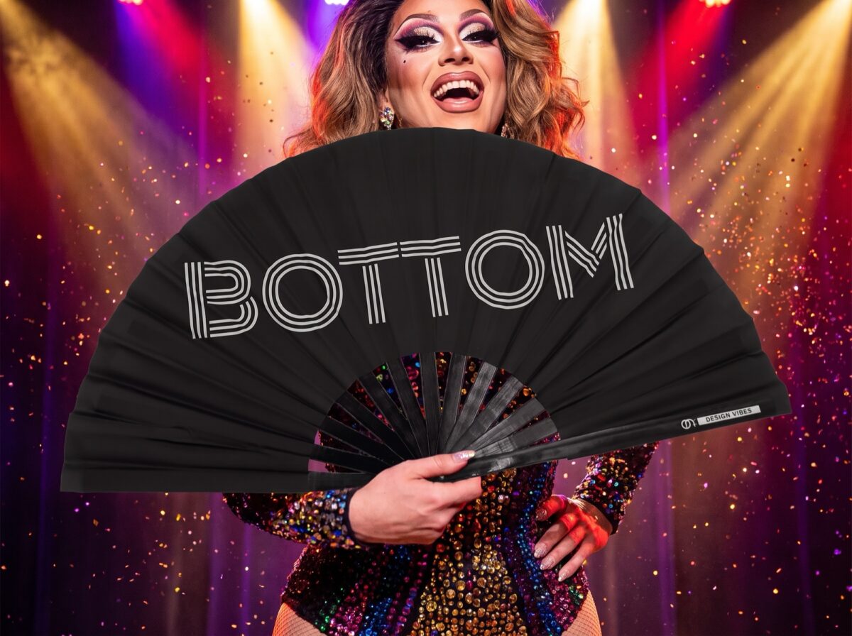 Festival-Fächer „BOTTOM“ in Schwarz, CSD & Rave Accessoire – Ansicht 5