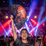 Festival-Fächer „TWINK DEATH“ Schwarz für Techno & Rave – Ansicht 4