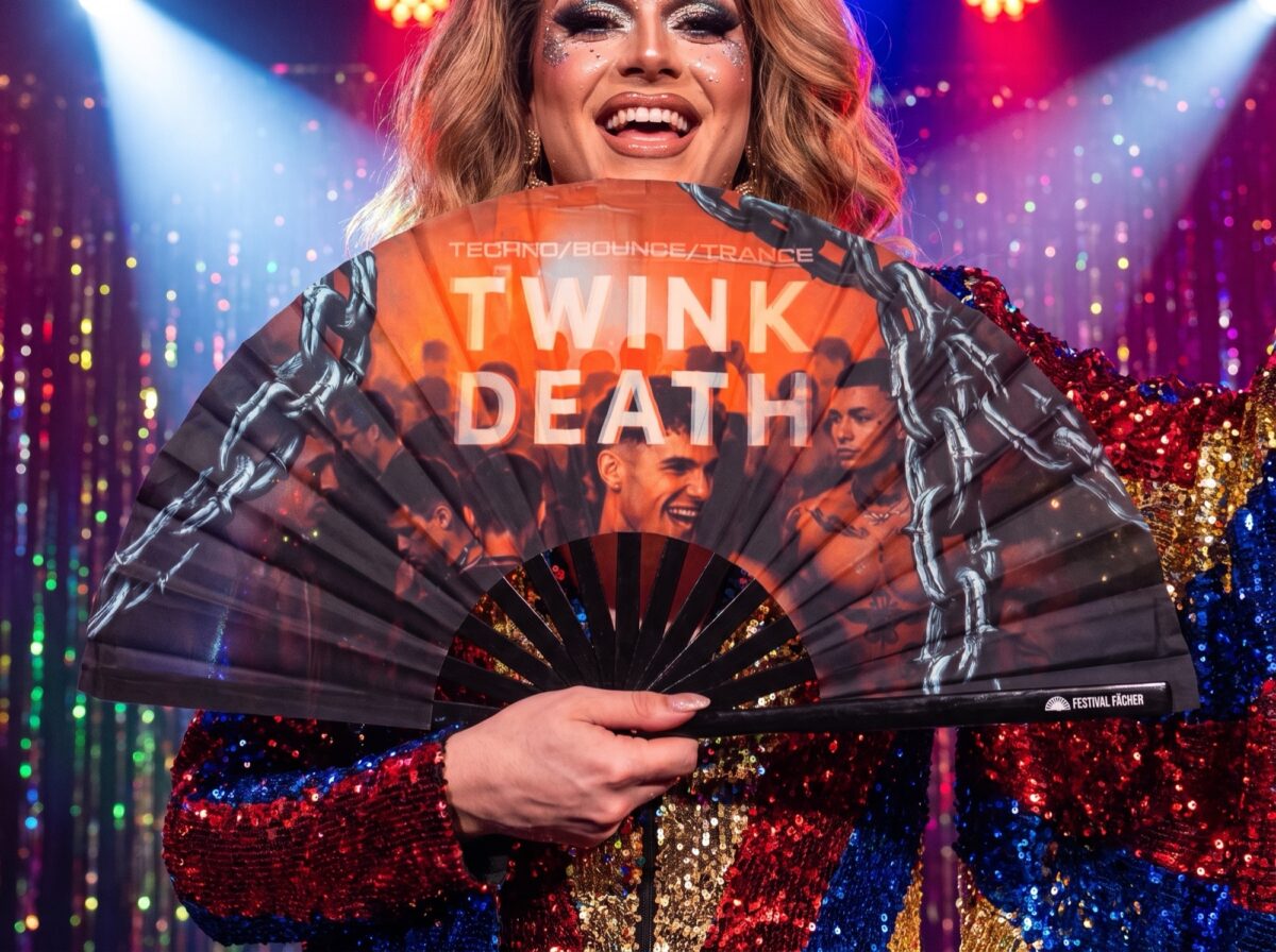 Festival-Fächer „TWINK DEATH“ Schwarz für Techno & Rave – Ansicht 5