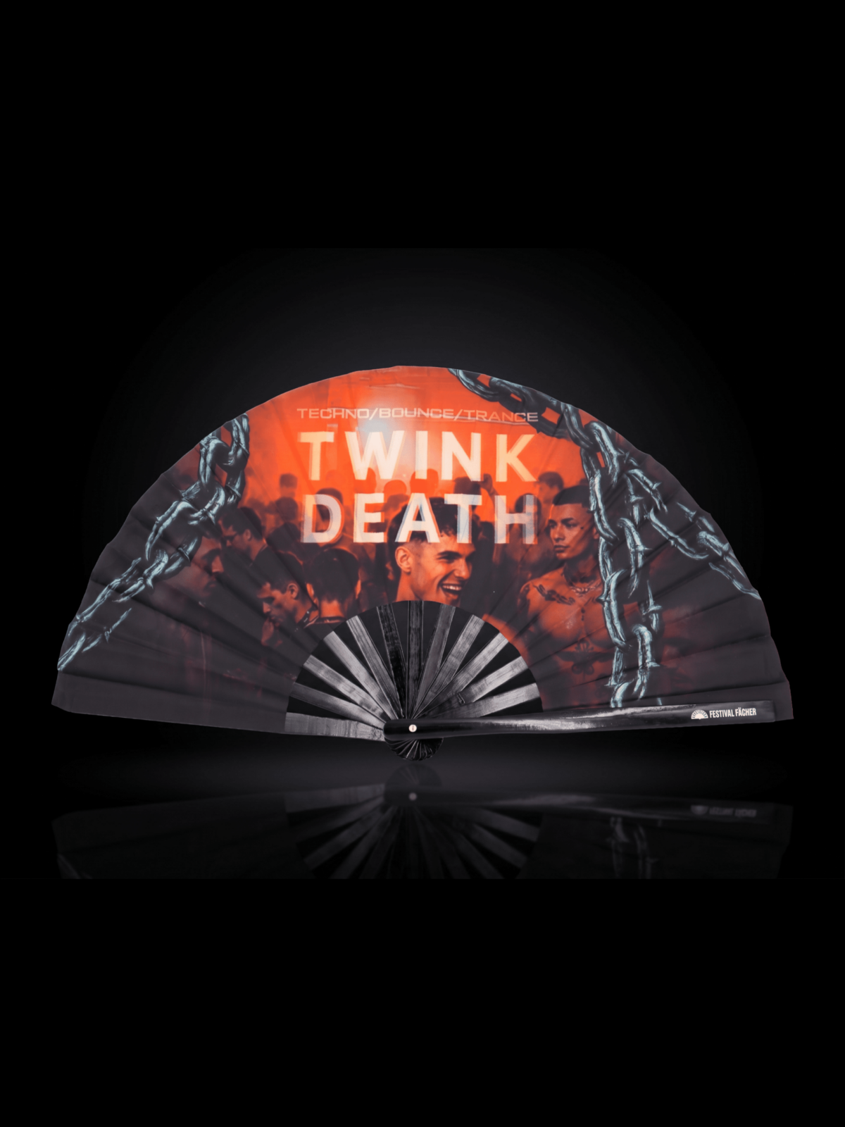 Festival-Fächer „TWINK DEATH“ Schwarz für Techno & Rave