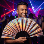 Festival-Fächer Kupfer Holografisch für Festival & Rave – Ansicht 2