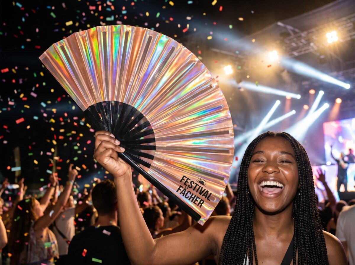 Festival-Fächer Kupfer Holografisch für Festival & Rave – Ansicht 4