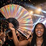 Festival-Fächer Kupfer Holografisch für Festival & Rave – Ansicht 4