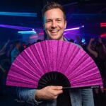 Festival-Fächer Lila Glitzer für Festival & Party – Ansicht 2