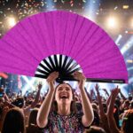 Festival-Fächer Lila Glitzer für Festival & Party – Ansicht 4