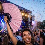 Festival-Fächer Rosa Glitzer für Festival & Party – Ansicht 4