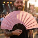 Festival-Fächer Rosa Glitzer für Festival & Party – Ansicht 3