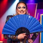 Festival-Fächer Royalblau Glitzer für Festival & Party – Ansicht 5