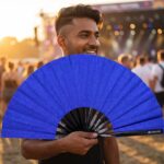 Festival-Fächer Royalblau Glitzer für Festival & Party – Ansicht 3