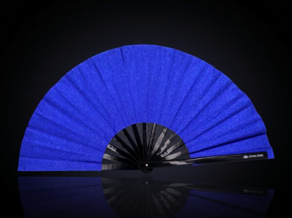 Festival-Fächer Royalblau Glitzer für Festival & Party