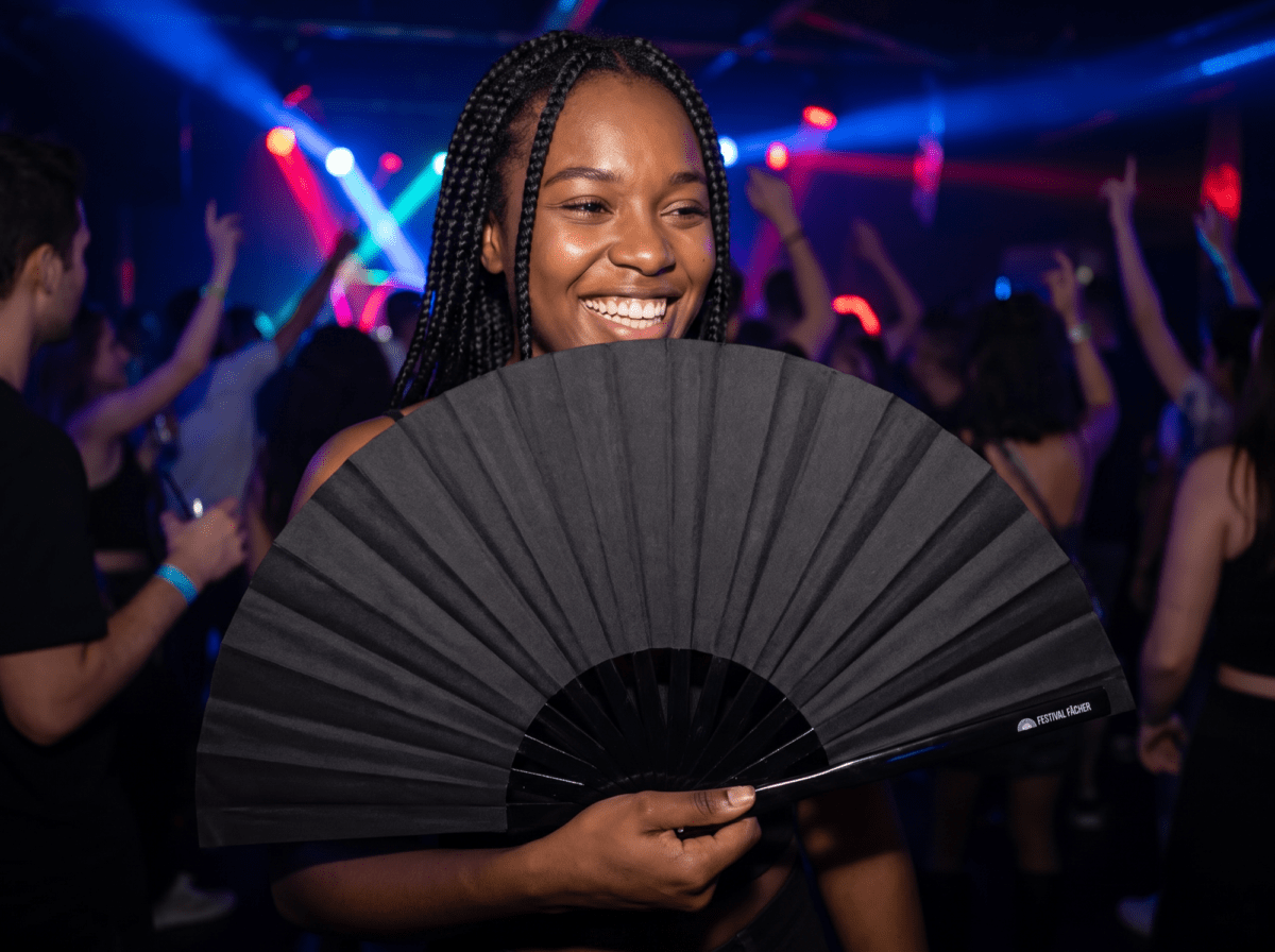 Festival-Fächer Schwarz Uni für Festival & Alltag – Ansicht 2