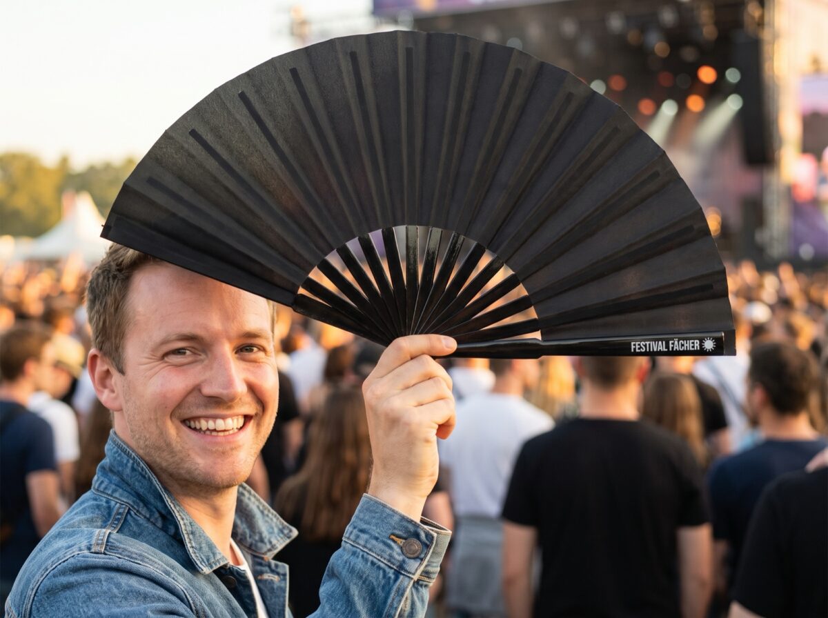 Festival-Fächer Schwarz Uni für Festival & Alltag – Ansicht 3