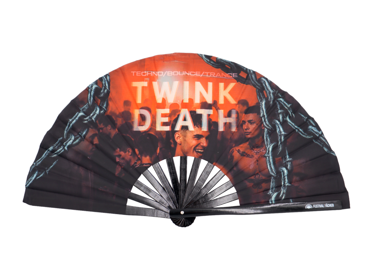 Festival-Fächer „TWINK DEATH“ Schwarz für Techno & Rave – Ansicht 6